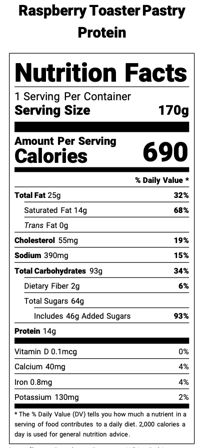Raspberry Toaster Pastry Protein