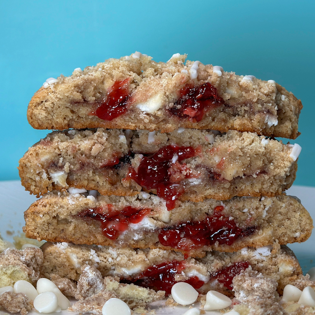 White Chocolate Raspberry Crumb Cake protein