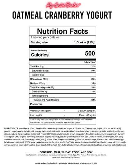 Oatmeal Cranberry Yogurt Chip Protein Cookie